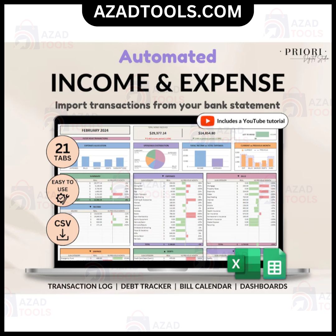 Automated Income and Expense Tracker Spreadsheet Monthly Debt Google Sheets Template Excel Spreadsheet Bank Statement