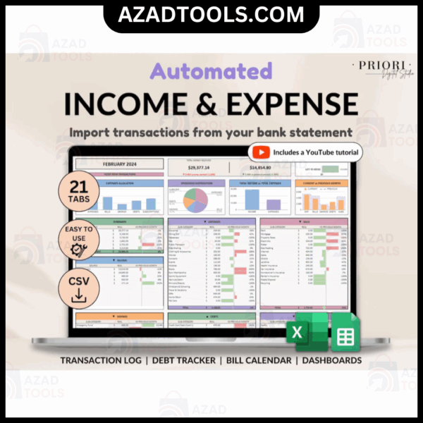 Automated Income and Expense Tracker Spreadsheet Monthly Debt Google Sheets Template Excel Spreadsheet Bank Statement