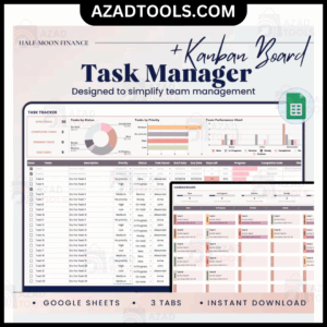 Task Tracker with Kanban Board Google Sheets Template, Team Project Management, Employee Task List