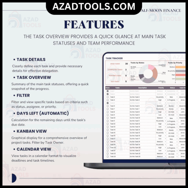 Task Tracker with Kanban Board Google Sheets Template, Team Project Management, Employee Task List - Image 2