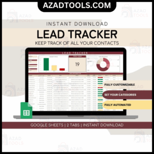 Lead Tracker For Google Sheets Spreadsheet Digital Client Management Communication Log for Small Businesses Contact