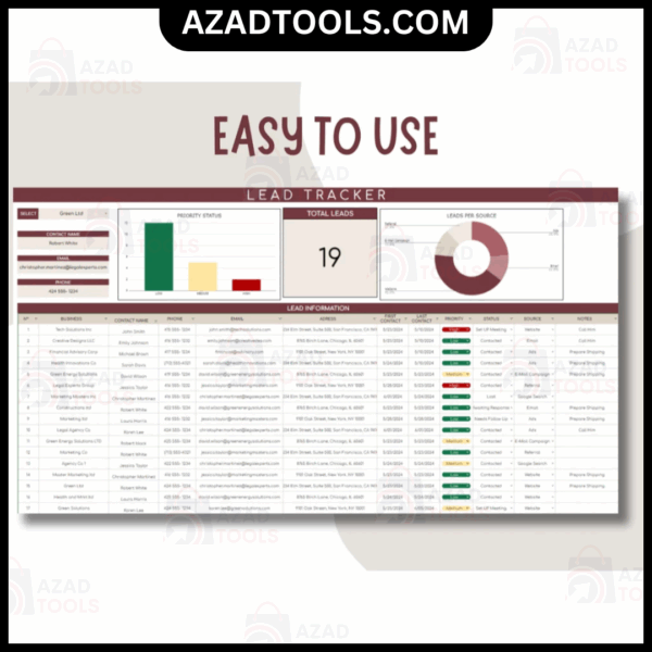 Lead Tracker For Google Sheets Spreadsheet Digital Client Management Communication Log for Small Businesses Contact - Image 3
